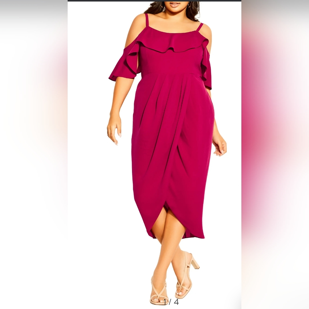 City Chic Flirtation Dress - Rose Bud size S / 16